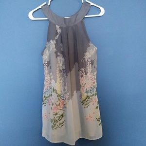 NWOT Floral Grey Top